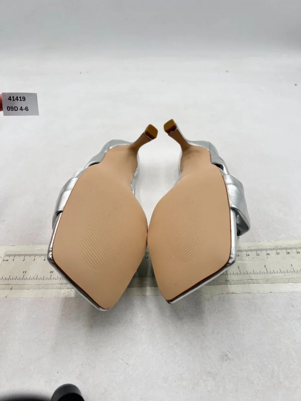 Wansseny Silver Open Square Toe Mid Heel Mules Slip On Ladies Summer Sandals